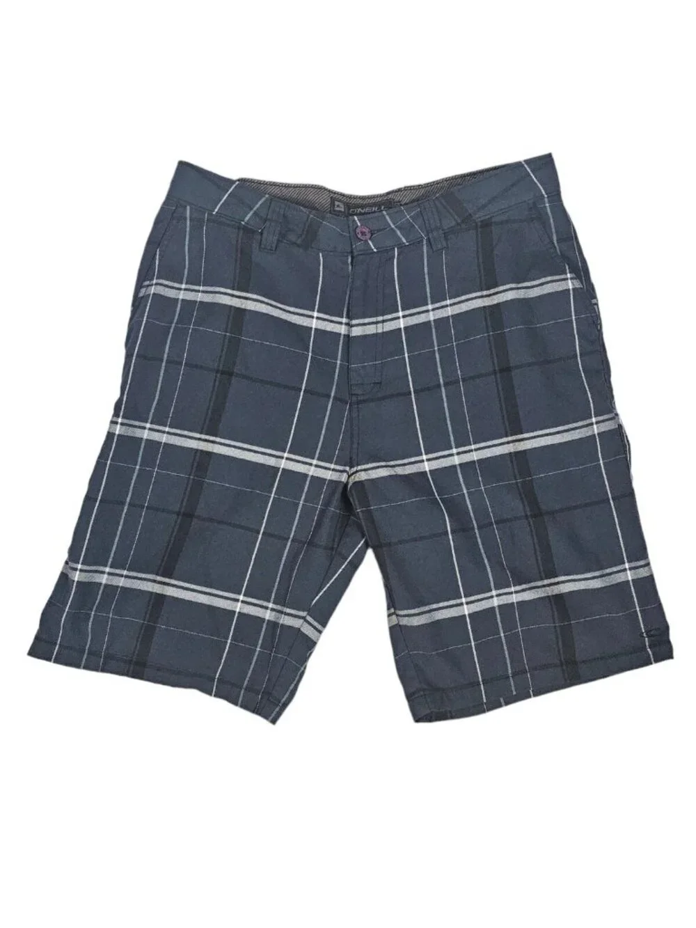 ONeill Warren Plaid Shorts Mens Size 36 Blue Flat Front Casual Walkshorts